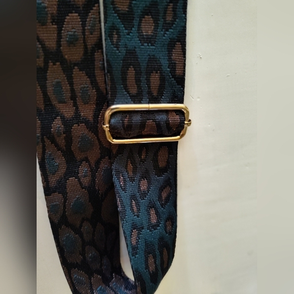 Teal Brown Black Leopard Print Purse Strap with Gold Hardware - Picture 2 of 4